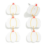Linked White Glitter Pumpkin Drop Earrings