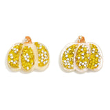 Glitter Pumpkin Post Drop Earrings - Yellow