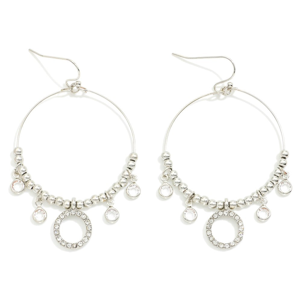 Silver Beaded Hoop Drop Earrings - Lace and Grace Boutique