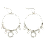 Silver Beaded Hoop Drop Earrings - Lace and Grace Boutique