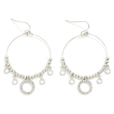 Silver Beaded Hoop Drop Earrings - Lace and Grace Boutique