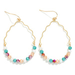 Wavy Beaded Wire Teardrop Earrings - Lace and Grace Boutique