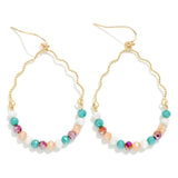 Wavy Beaded Wire Teardrop Earrings - Lace and Grace Boutique