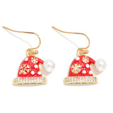 Santa Hat & Pearl Drop Earrings