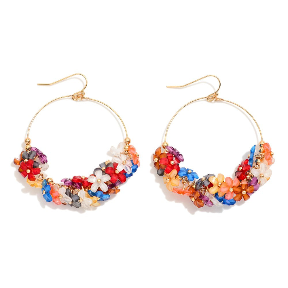 Flower Beaded Hoop Earrings - Lace and Grace Boutique
