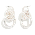 Knotted Hoop Post Earrings - Silver - Lace and Grace Boutique