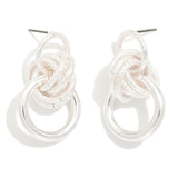Knotted Hoop Post Earrings - Silver - Lace and Grace Boutique