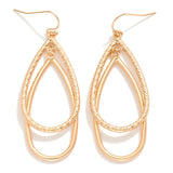 Textured Double Teardrop Gold Earrings - Lace and Grace Boutique