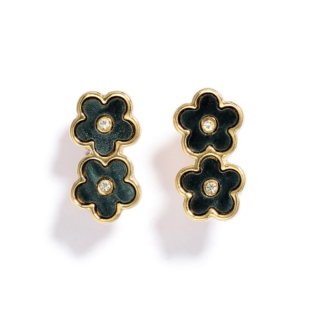 Pearlescent Flower Earrings - Black - Lace and Grace Boutique