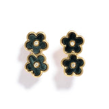 Pearlescent Flower Earrings - Black - Lace and Grace Boutique