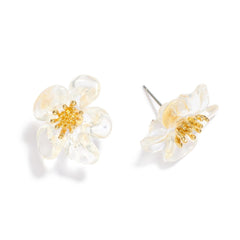 Clear & Gold Flower Stud Earrings - Lace and Grace Boutique