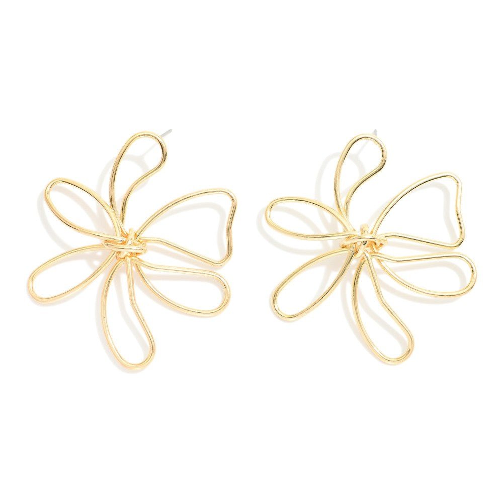 Knotted Flower Earrings - Gold - Lace and Grace Boutique