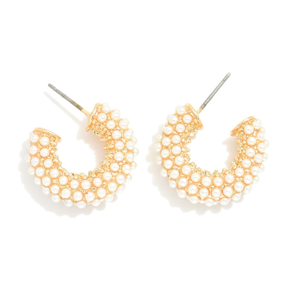 Huggie Hoop Pearl Earrings - Lace and Grace Boutique