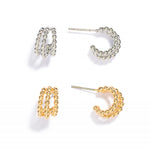 Set of 2, Silver & Gold Layered Beaded Hoop Earrings - Lace and Grace Boutique