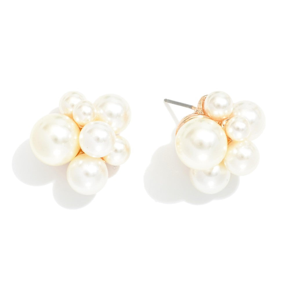 Pearl Cluster Stud Earrings - Lace and Grace Boutique