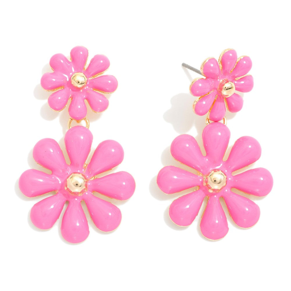 Pink Drop Flower Earrings - Lace and Grace Boutique