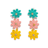 Flower Drop Raffia Earring - Multi