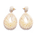 Raffia Teardrop Post Drop Earrings - Cream - Lace and Grace Boutique