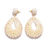 Raffia Teardrop Post Drop Earrings - Cream - Lace and Grace Boutique
