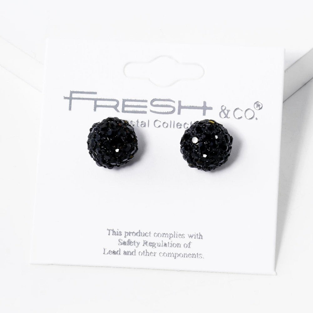 Black Rhinestone Ball Stud Earrings - Lace and Grace Boutique