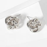 Knotted Stud Earrings - Silver - Lace and Grace Boutique