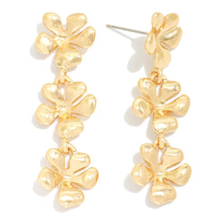 Gold Triple Drop Flower Earrings - Lace and Grace Boutique