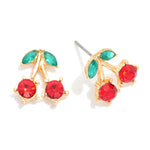 Cherry Crystal Stud Earrings - Lace and Grace Boutique