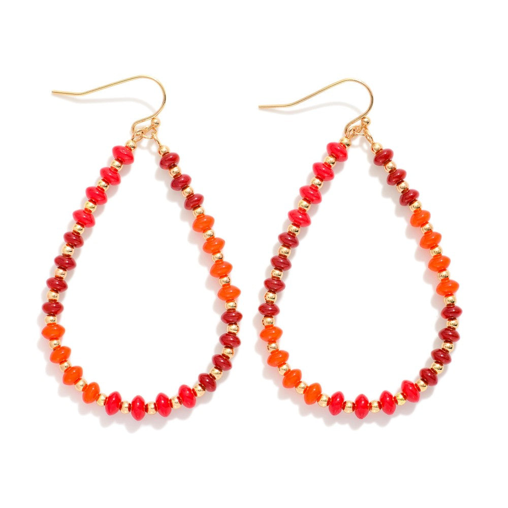 Red & Orange Beaded Teardrop Earrings - Lace and Grace Boutique
