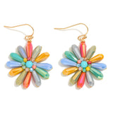 Multicolor Beaded Flower Drop Earrings
