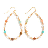 Stone & Pearl Beaded Teardrop Earrings - Lace and Grace Boutique