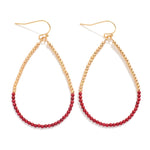 Beaded Teardrop Earring - Burgandy/Gold - Lace and Grace Boutique
