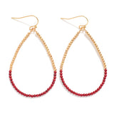 Beaded Teardrop Earring - Burgandy/Gold - Lace and Grace Boutique