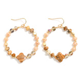 Beaded Hoop Earrings - Brown Multi - Lace and Grace Boutique