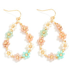 Petite Flower Beaded Teardrop Earrings - Pastel Multi - Lace and Grace Boutique