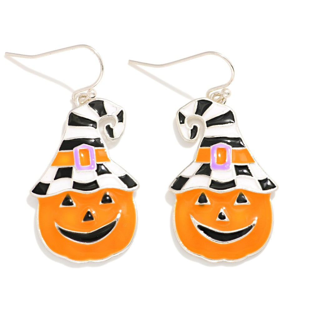 Hatted Jack-O'-Lantern Drop Earrings - Lace and Grace Boutique