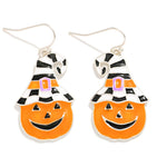 Hatted Jack-O'-Lantern Drop Earrings - Lace and Grace Boutique
