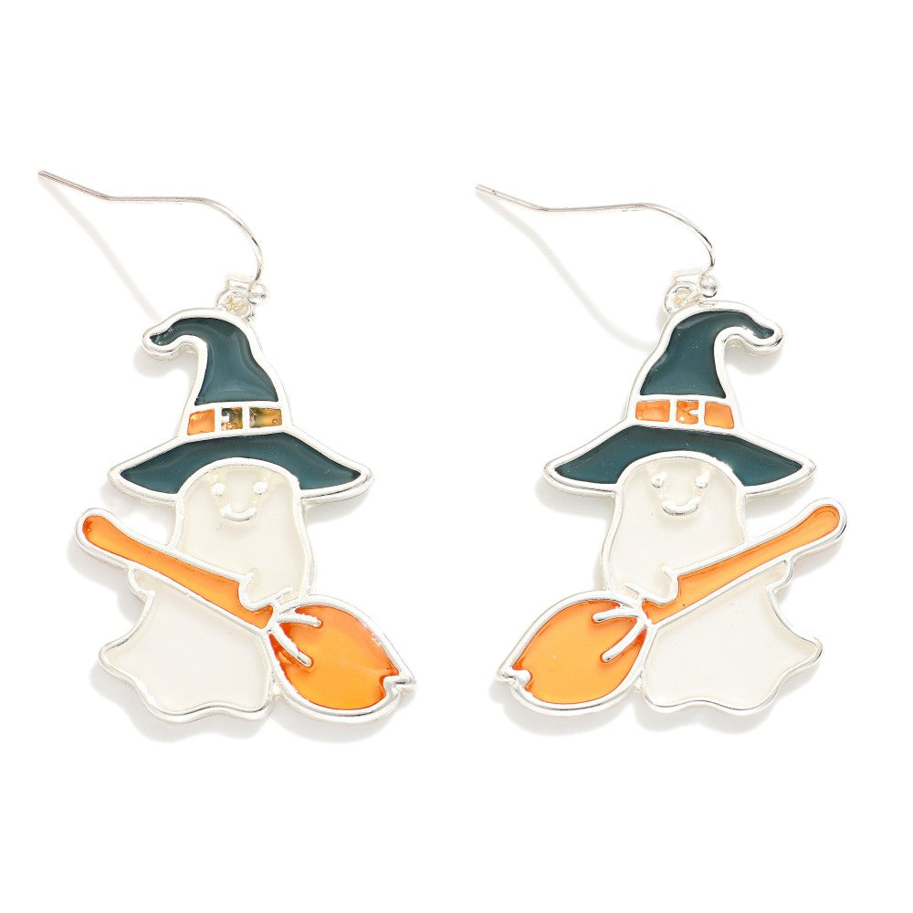 Stained Glass Witch Ghost Drop Earrings - Lace and Grace Boutique