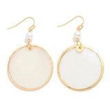 Pearl Detail Circular Shell Drop Earrings