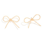 Textured Bow Drop Earrings - Lace and Grace Boutique