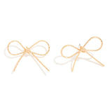 Textured Bow Drop Earrings - Lace and Grace Boutique