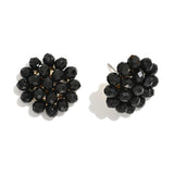 Bead Cluster Stud Earrings - Black