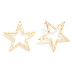 Hammered Star Drop Earrings - Lace and Grace Boutique
