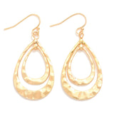 Layered Gold Hammered Teardrop Earrings