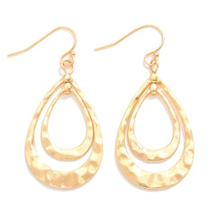 Layered Gold Hammered Teardrop Earrings - Lace and Grace Boutique