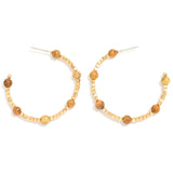 Beaded Stone & Gold Hoop Earrings - Lace and Grace Boutique