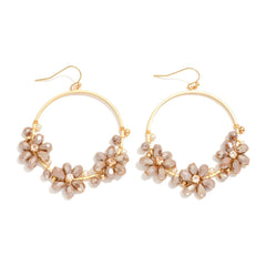 Beaded Flower Drop Hoop Earrings - Lace and Grace Boutique