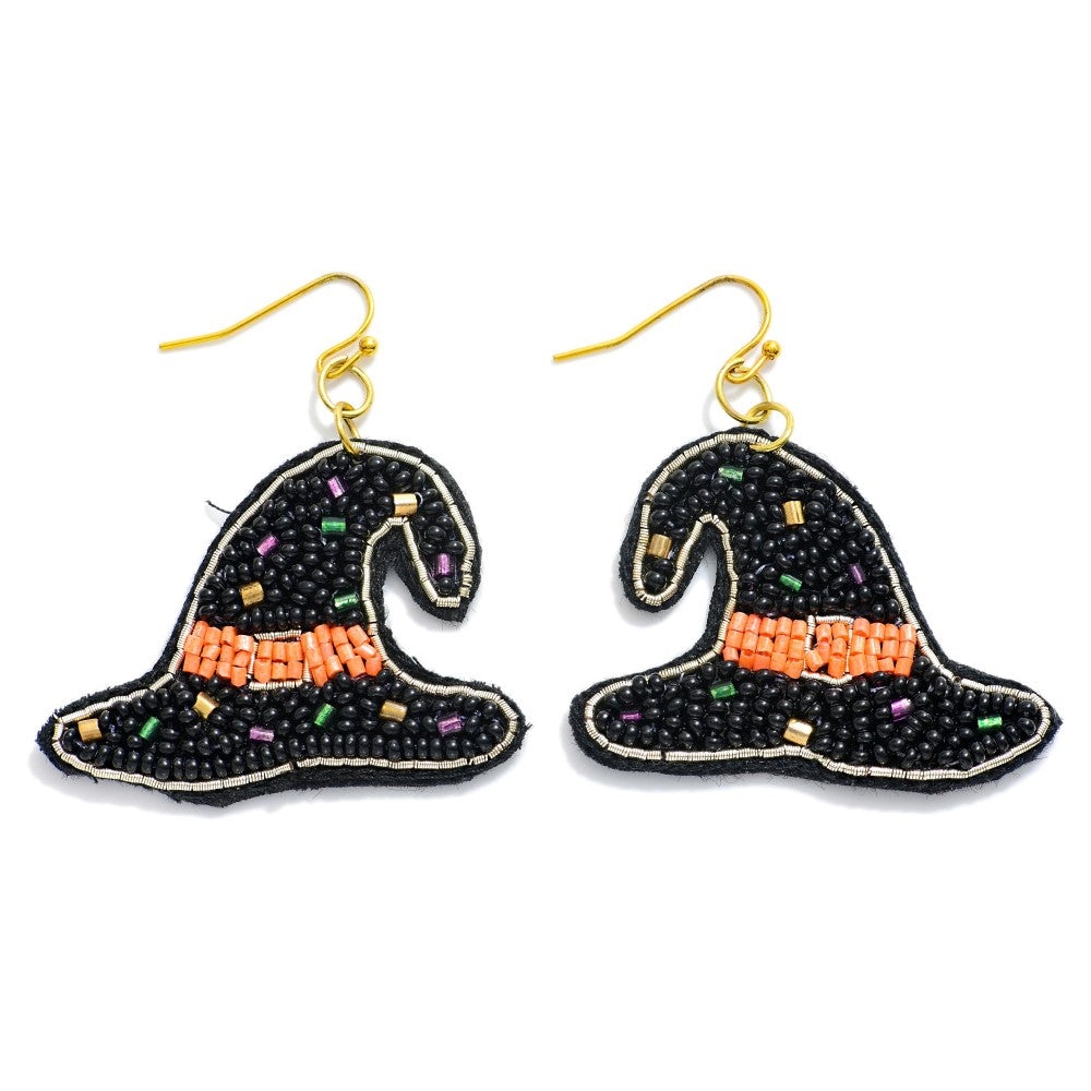 Beaded Witch Hat Drop Earrings - Lace and Grace Boutique