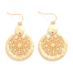 Mandala Detail Gold Drop Earrings - Lace and Grace Boutique