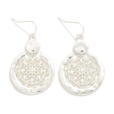Mandala Detail Silver Drop Earrings