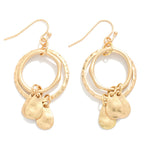Hammered Teardrop Tassel Drop Earrings - Lace and Grace Boutique